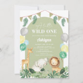 Wild One Safari Oerwoud Greenery Boy Baby shower Kaart (Voorkant)