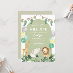 Wild One Safari Oerwoud Greenery Boy Baby shower Kaart