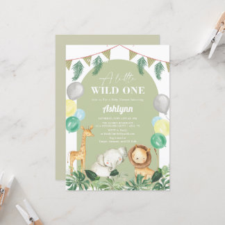 Wild One Safari Oerwoud Greenery Boy Baby shower Kaart