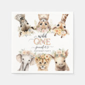 Wild One Safari Oerwoud Meisje 1e Verjaardags Serv Servet (Voorkant)