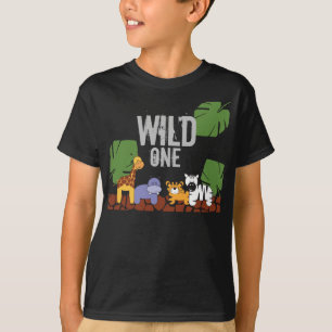 WILD ONE Safari Oerwoud Theme First Birthday black T-shirt