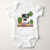 "WILD ONE" Safari, Oerwoud Theme First Birthday Romper (Voorkant)