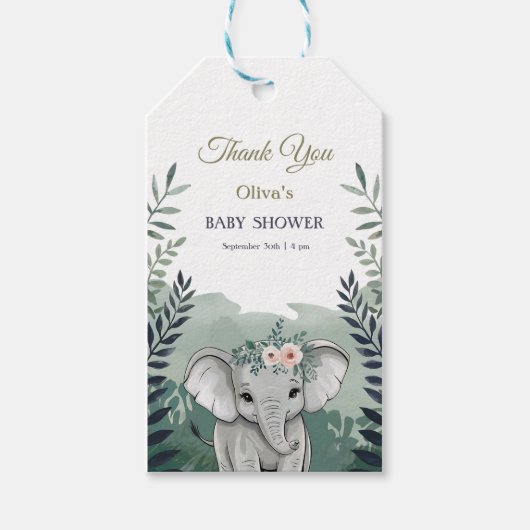 Wild One Safari Olifant Baby shower Gift Labels Cadeaulabel (Voorkant)