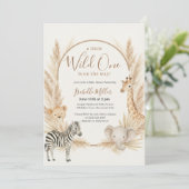 Wild One Safari Pampas Boho Baby shower Kaart (Staand voorkant)