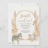 Wild One Safari Pampas Boho Verjaardagsfeest Kaart (Voorkant)