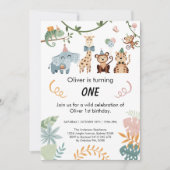 Wild One, Safari Party Dieren Verjaardag Kaart (Voorkant)