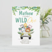 Wild One Safari Party Kids Verjaardagsuitnodiging Kaart (Staand voorkant)