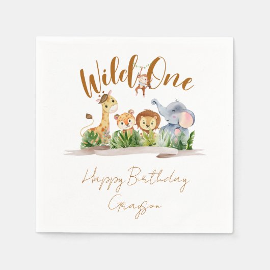 Wild One Safari Party Napkins Servet (Voorkant)
