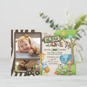 Wild One Safari Photo Birthday for boy Kaart (Staand voorkant)