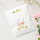 Wild One Safari Pink and Gold 1st Birthday Bedankzakje (Gezegeld)