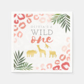 Wild One Safari Pink and Gold 1st Birthday Servet (Voorkant)