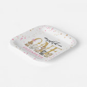 Wild One Safari Pink Glitter First Birthday Papieren Bordje (Gebogen)