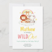 Wild One Safari regenboog Oerwoud Verjaardag diere Kaart (Voorkant)