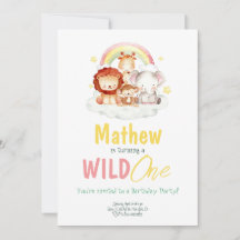 Wild One Safari regenboog Oerwoud Verjaardag diere