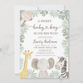 Wild One Safari Schattige Oerwoud Animals Baby sho Kaart (Voorkant)