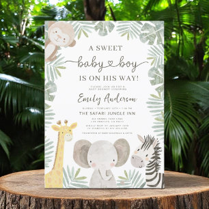 Wild One Safari Schattige Oerwoud Animals Baby sho Kaart