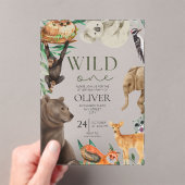 Wild one safari thema acryl eerste verjaardag acryl uitnodigingen (Insitu (Draagbaar))