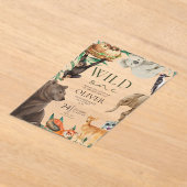 Wild one safari thema acryl eerste verjaardag acryl uitnodigingen (Laagn)