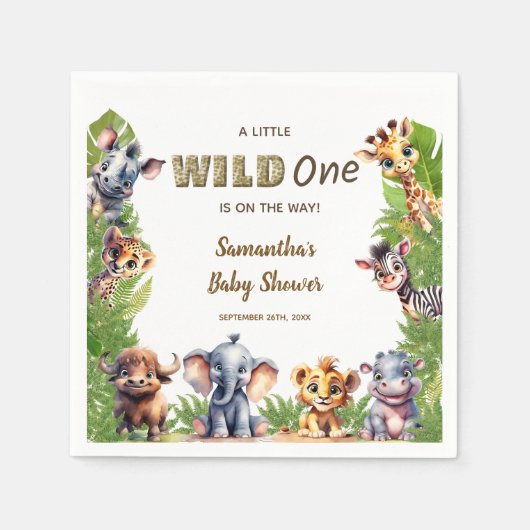 Wild One Safari Thema Baby shower Servet (Voorkant)