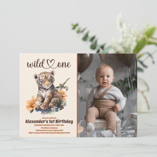 Wild One Safari Thema eerste verjaardag Kaart (Staand voorkant)