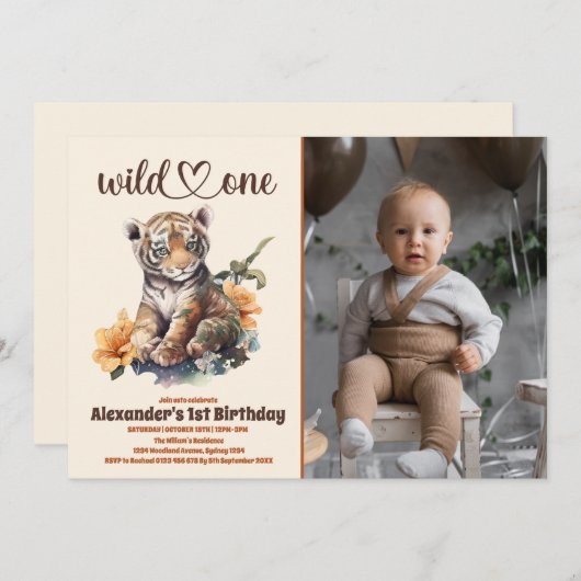 Wild One Safari Thema eerste verjaardag Kaart (Voorkant / Achterkant)