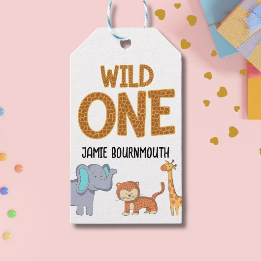 Wild One Safari Thema Jongens 1e Verjaardag Cadeaulabel