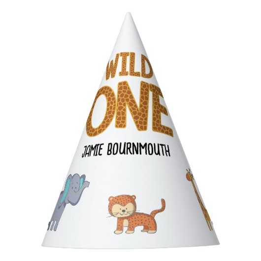Wild One Safari Thema Jongens 1e Verjaardag Feesthoedjes (Voorkant)