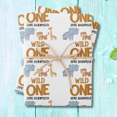 Wild One Safari Thema Jongens 1e Verjaardag Inpakpapier Vel