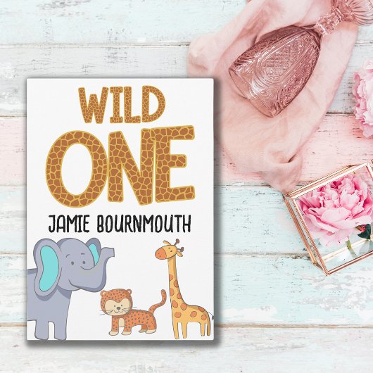 Wild One Safari Thema Jongens 1e Verjaardag Kaart