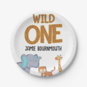Wild One Safari Thema Jongens 1e Verjaardag Papieren Bordje (Voorkant)