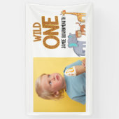Wild One Safari Thema Jongens 1e Verjaardag Spandoek (Verticaal)