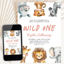 Wild One Safari Thema Meisje Eerste Verjaardagsfee