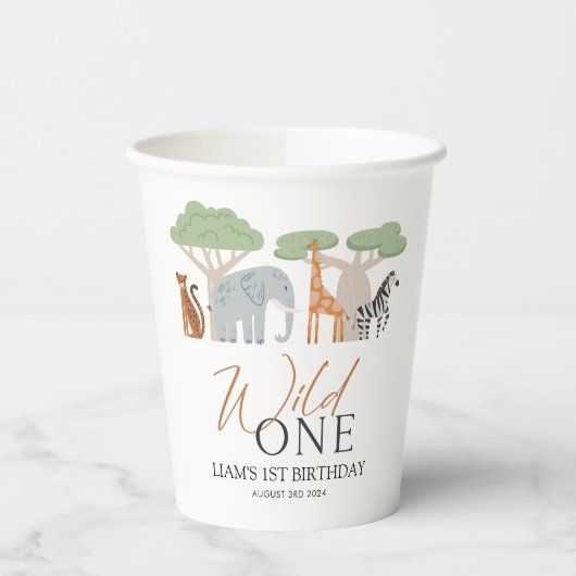 Wild One Safari Thema Party Cups Papieren Bekers (Links)