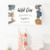 Wild One Safari Theme Boy's First Birthday Banner (Insitu)