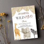 Wild One Safari Theme First Birthday Invitation Kaart