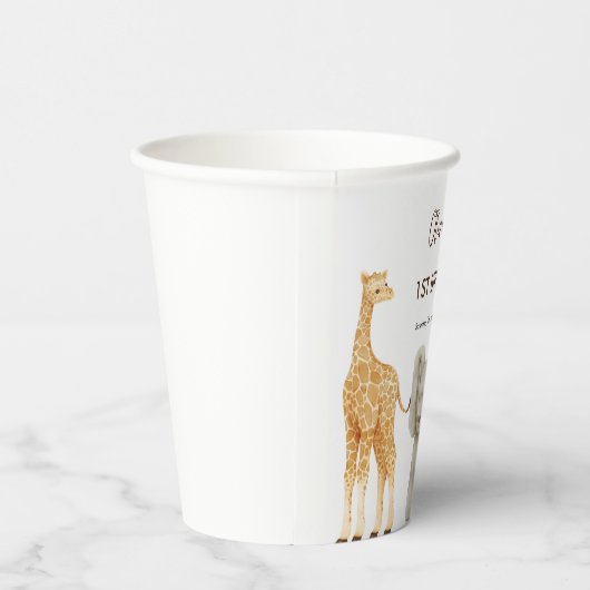 Wild One Safari Theme First Birthday Papieren Bekers (Rechts)