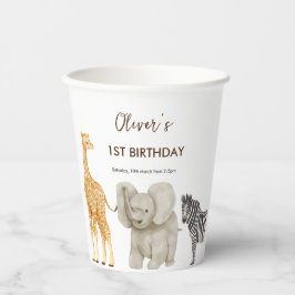 Wild One Safari Theme First Birthday Papieren Bekers