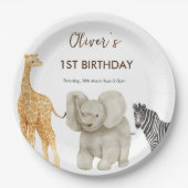 Wild One Safari Theme First Birthday Papieren Bordje (Voorkant)