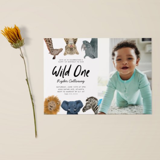 Wild One Safari Theme First Birthday Party Foto Kaart