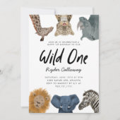Wild One Safari Theme First Birthday Party Kaart (Voorkant)