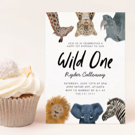 Wild One Safari Theme First Birthday Party Kaart