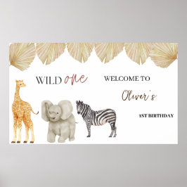 Wild One Safari Theme First Birthday Poster