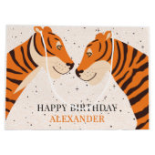 Wild One Safari Tiger Happy Birthday Groot Cadeauzakje (Achterkant)