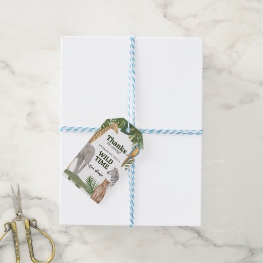 Wild One Safari Tropic Birthday Dank je Label Cadeaulabel (Met Touw)