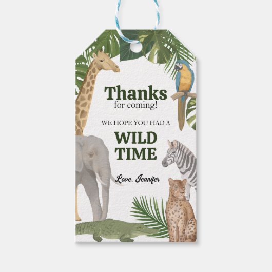 Wild One Safari Tropic Birthday Dank je Label Cadeaulabel (Voorkant)