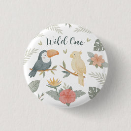 Wild One Safari Tropische Verjaardag Knop Speld Ronde Button 3,2 Cm
