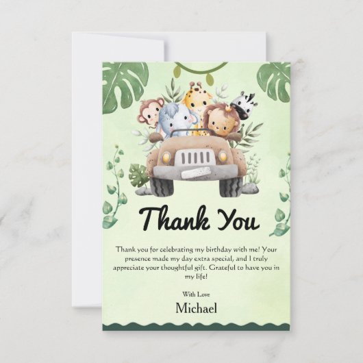 Wild One Safari Verjaardag Bedankt Card (Voorkant)