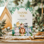Wild ONE Safari Verjaardag Bedankt Card<br><div class="desc">Laat je dankbaarheid blijken met onze Wild ONE Safari Birthday Thank You Card. Met schattige safaridieren en weelderige oerwouden accenten is deze kaart ideaal om gasten te bedanken na het avontuurlijke eerste verjaardagsfeest van je kleintje. Volledig aanpasbaar met uw persoonlijke boodschap, het voegt een speelse en oprechte touch aan uw...</div>