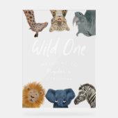 Wild One Safari Verjaardag Welkom Acryl Bord (Voorkant)