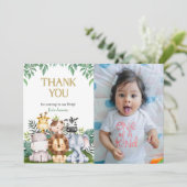 Wild ONE Safari Verjaardagsfoto Dank u kaart (Staand voorkant)